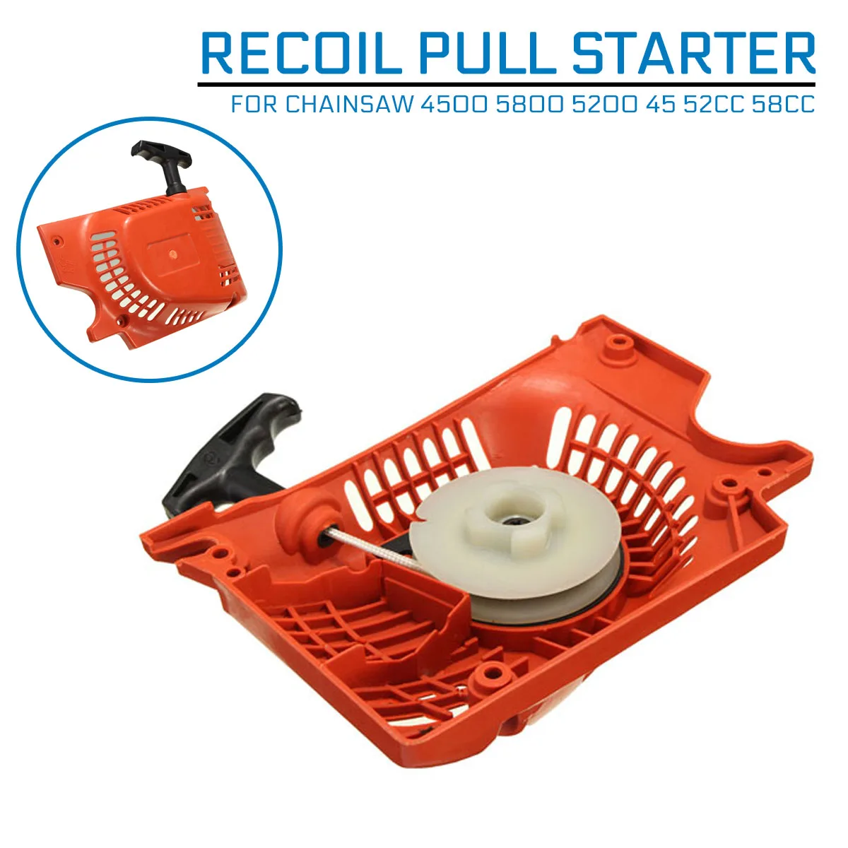 Arrancador de retroceso para motosierra china 4500 5800 5200 45 52cc 58cc Raptor rojo