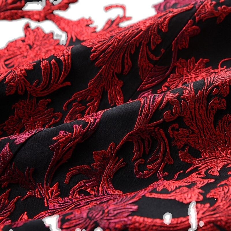 Blazer de luxe rouge Jacquard pour hommes, veste Blazer de scène à la Americana, costume de marié de mariage, Vintage