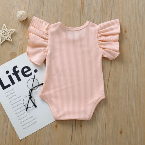 Baby Clothing Newborn Infant Baby Girl Boy Clothes Cotton Bodysuit Short Sleeve Clothes Set Solid Ribbed Sunsuit