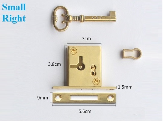 1Pc Vintage Brass Cabinet Drawer Lock With Hades Key: Greyish Brown