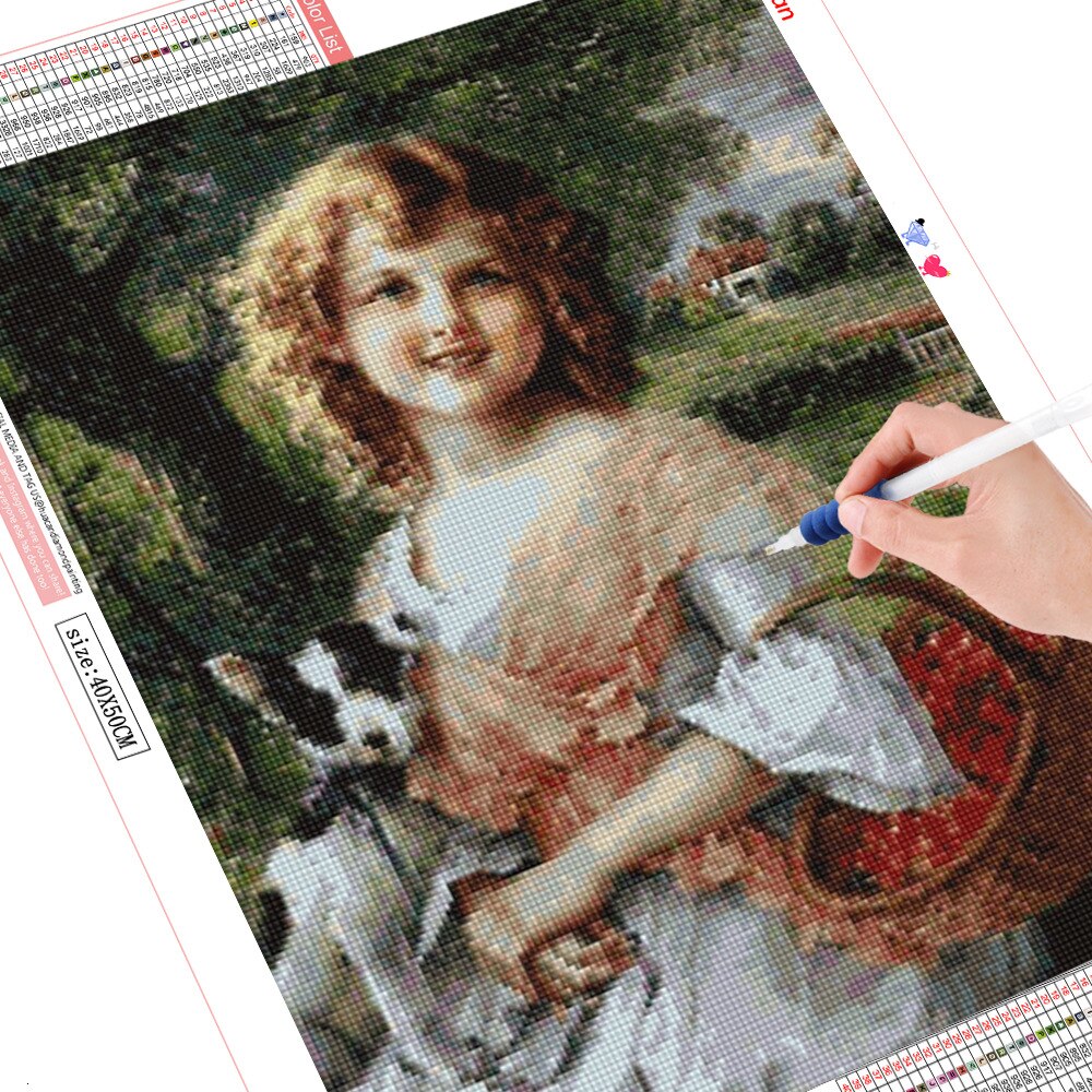 HUACAN Diamond Painting Portrait"Girl"Full Round Diamond Embroidery Mosaic Diamond Painting Cross Stitch