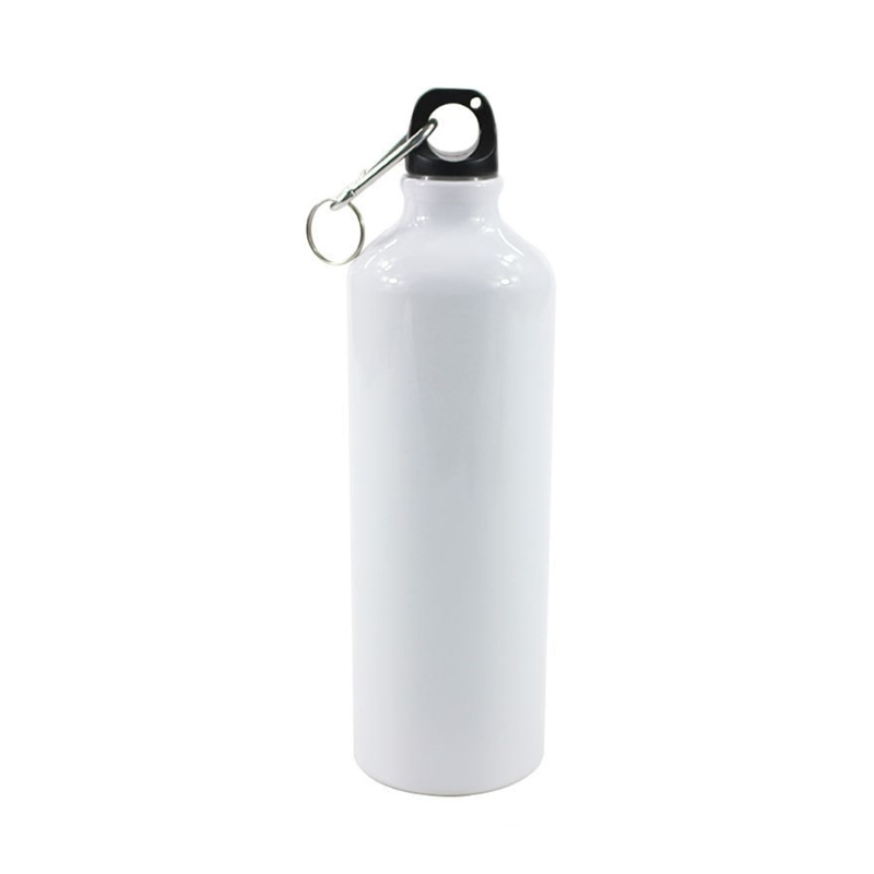 400/500/600/750ml Weiße Leere Sublimation Wasser Flasche mit Schraube Karabiner Haken Aluminium draussen Sport dicht für