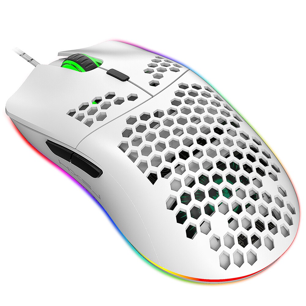 HXSJ J900 USB Wired Gaming Mouse RGB Gaming Mouse with Six Adjustable DPI Ergonomic for Desktop Laptop PC Computer Office: White Mouse