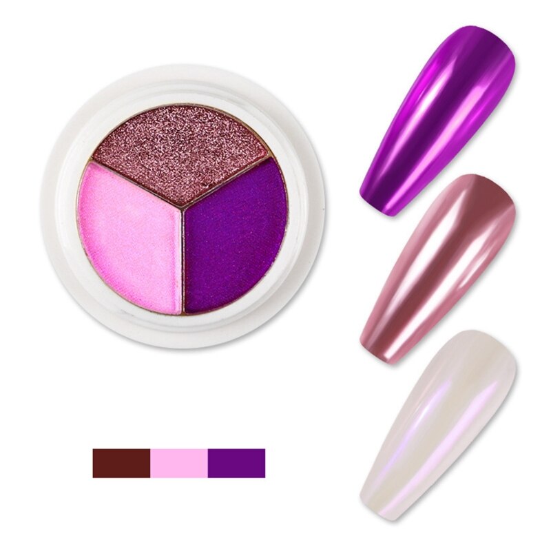 Polvo de espejo mágico de tres colores para manicura, polvo japonés Super brillante Aurora Powd: 3