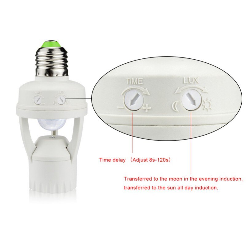 360 Degrees PIR Induction Motion Sensor IR Infrared Human E27 Plug Socket LED Light Sensor Switch Base Lamp Holder