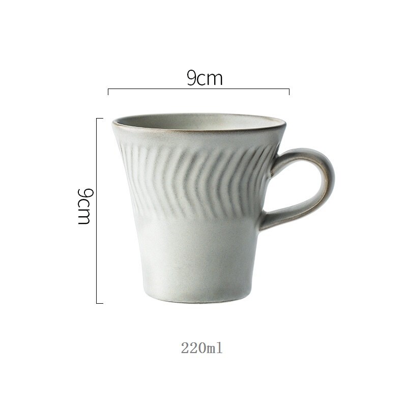 CHANSHOVA 225 to 350ml retro craft threaded ceramic coffee cup and saucer set porcelain threaded milk tea cup set H323: 4
