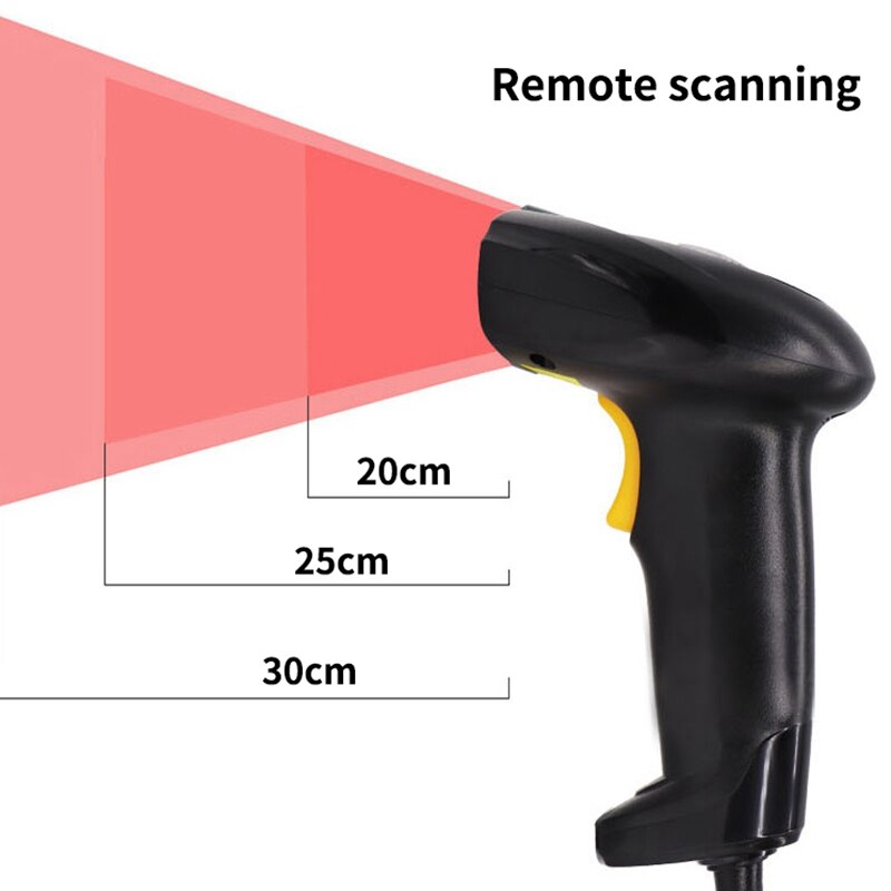 1D Barcode Scanner Wired Barcode Scanner-Gun Fit for Paper Cell Phone Screen Wechat Alipay Barcode