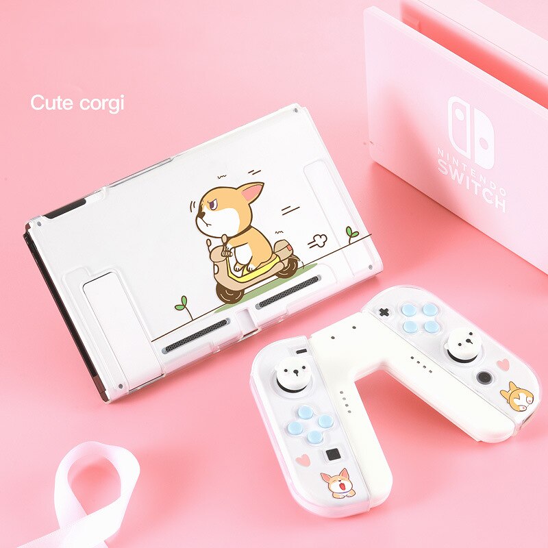 Coque de Protection colorée en TPU pour Nintendo Switch, motif de dessin animé, Joycon, pour contrôleur: Cute Corgi
