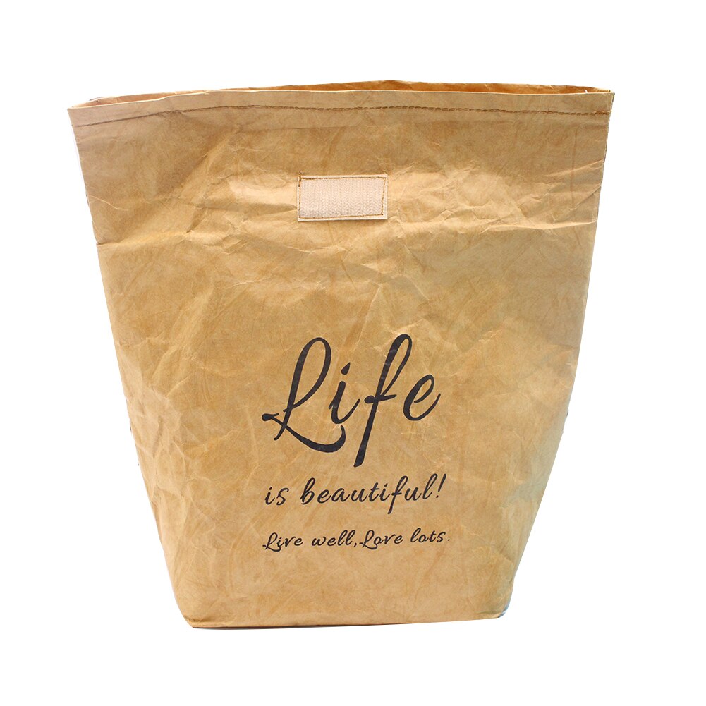 Stor kapacitet genanvendelig brun papirpose skolefoldbar madbeholder vandtæt termisk isolering picnic kontor genanvendelig