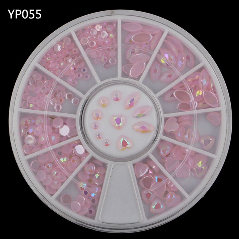 1 Box DIY Chameleon Stone Opal Nail Rhinestones White AB/Pink AB/Purple AB/Blue AB Flat Back Gem 3D Nail Art Decoration In Wheel