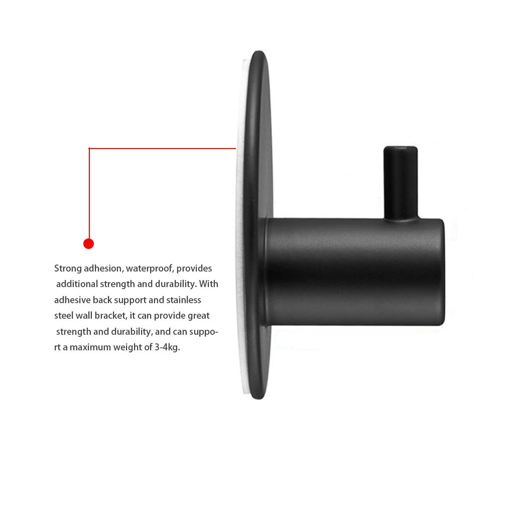 Rvs Kapstok Zwarte Zelfklevende Muur Haak Keuken Badkamer Handdoek Haak Muur Houder Hoed Handdoek Hanger 4.5x4.5x3cm