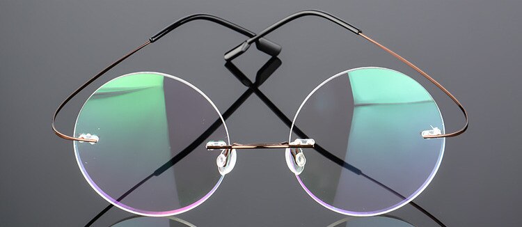 Eyesilove ultralichte randloze Optische frame mannen vrouwen Titanium Randloze bril Frame ronde brillen voor brillenglazen: Bruin