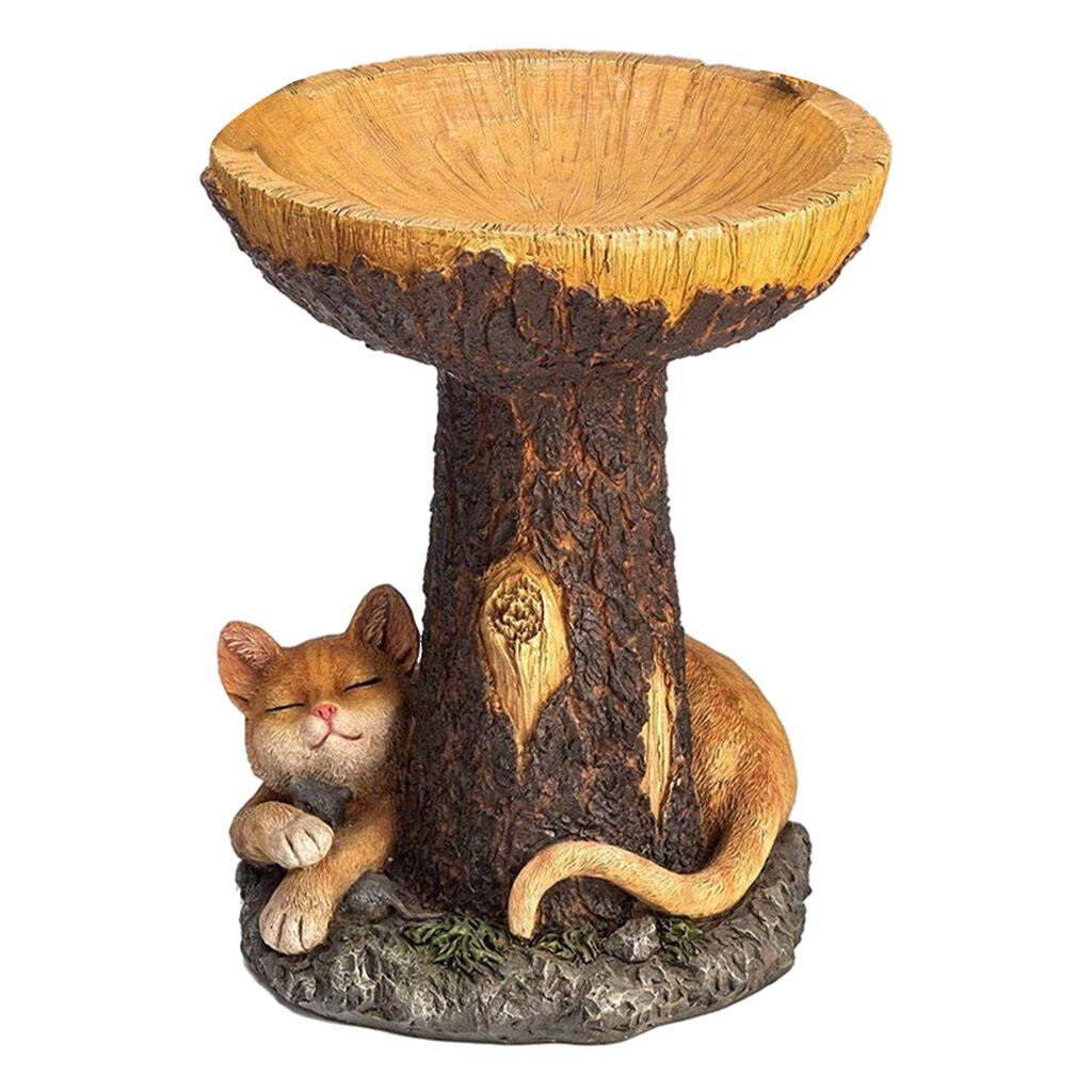 Resin Bird Bath Outdoor Garden Decoration Ornament Birdbath with Pedestal Retro Courtyard Wild Birds Feeder Try