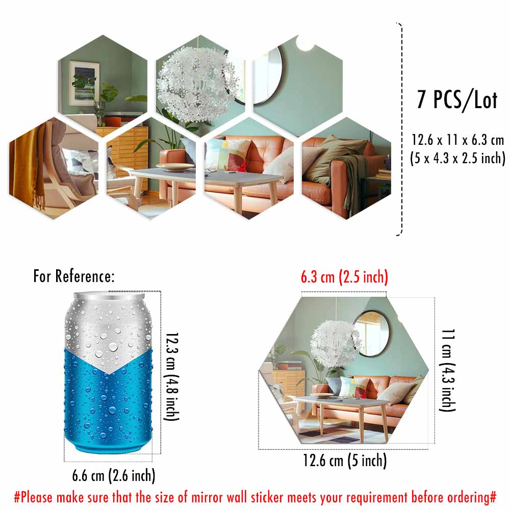 MCDFL-pegatinas de pared de espejo acrílico hexagonal, azulejos decorativos, autoadhesivos, estéticos, decoración coreana para el hogar, Panel de maquillaje de ducha: 86 x 86 cm / Plata