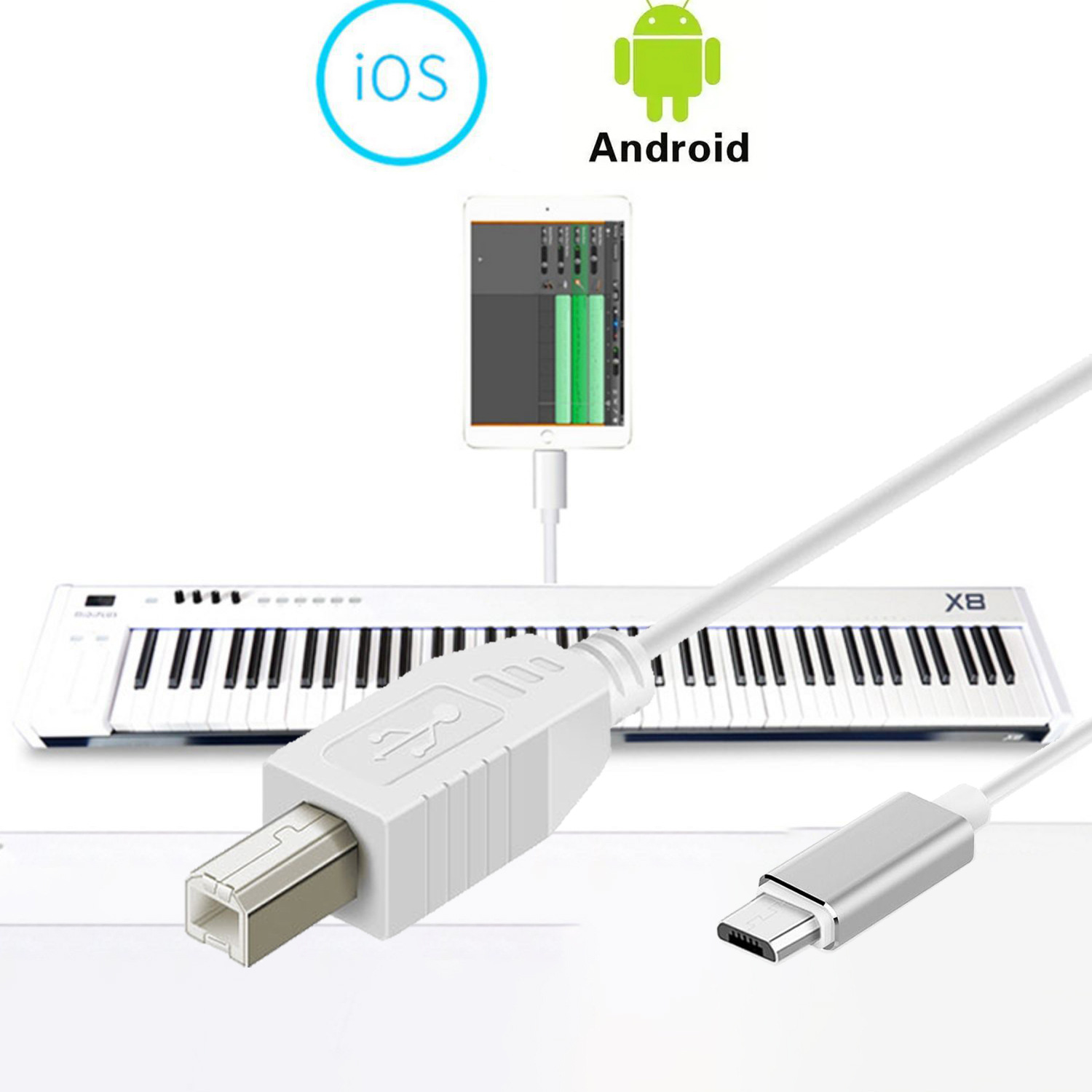 Adaptador USB C a tipo B tipo C a USB B OTG Cable MIDI para Android a instrumento Musical electrónico MIDI Audio de Piano Digital