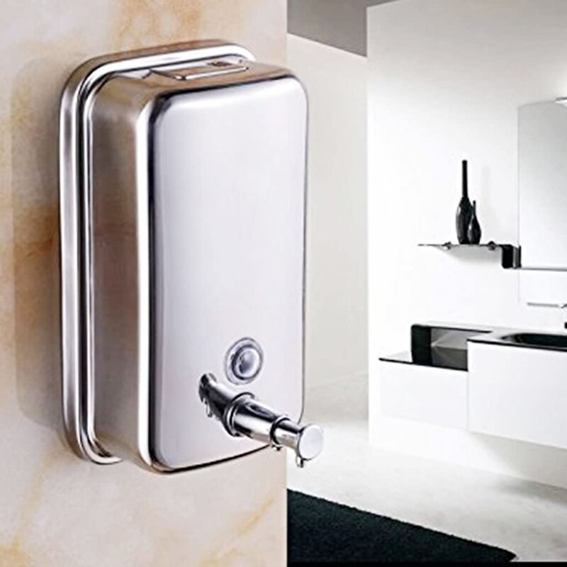 500ml Stainless Steel Wall Mounted Manual Soap Dispenser Manual Push Soap Dispenser Kitchen Bathroom Cleaning Tools Home Hotels