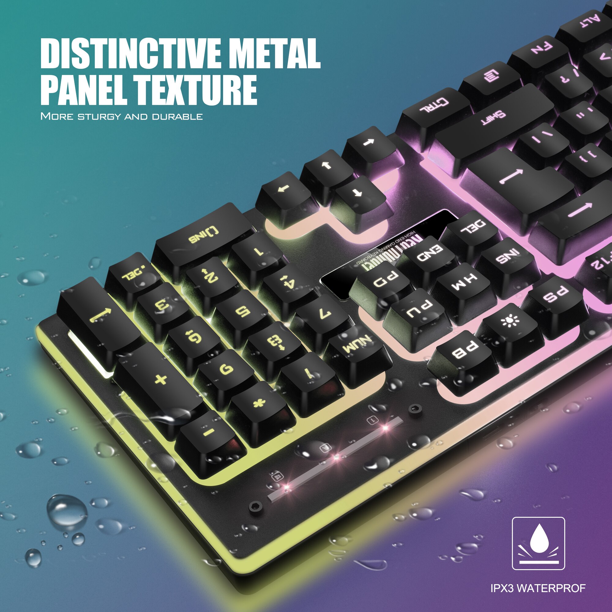 RedThunder-teclado inalámbrico K10 para juegos, recargable, sensación mecánica, retroiluminado con LED, 2,4g, para PC, Mac, PS