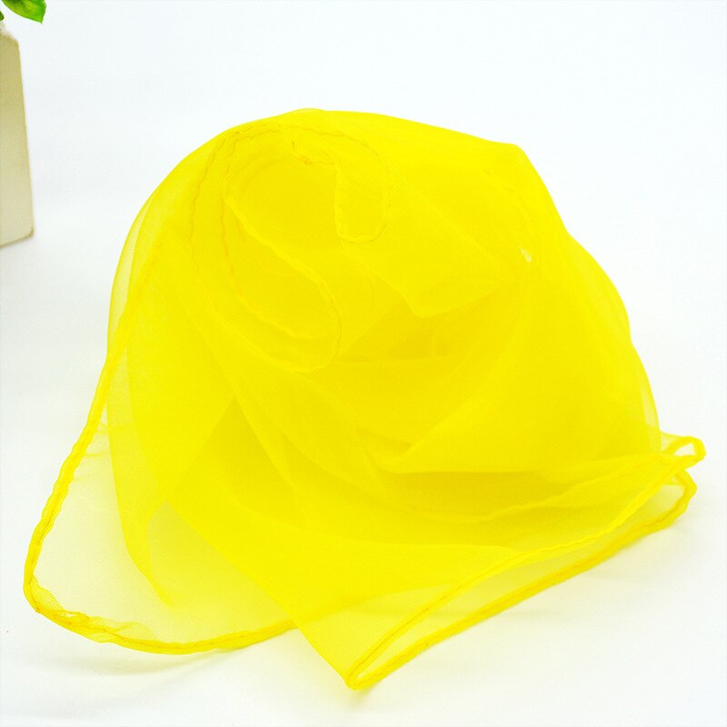 Fille Performance petits foulards danse foulards Imitation de soie petits carrés Candycolor couleur unie belle écharpe: YELLOW