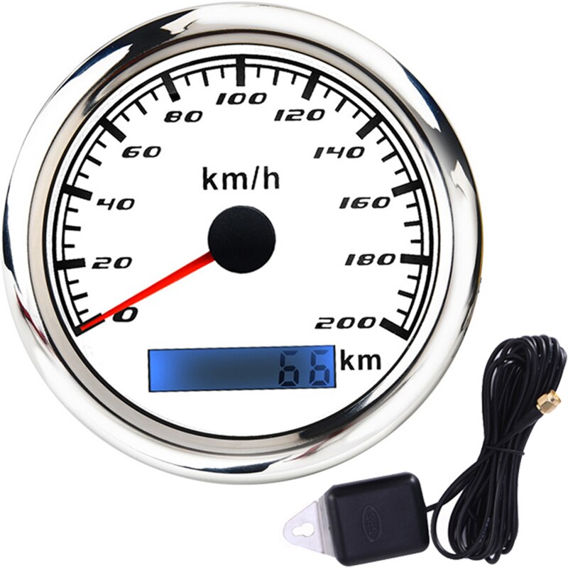 85mm GPS Tacho Messgerät 30 60 120 200 KM/H Kilometerzähler für Marine Motorrad Stiefel Auto ATV Lkw mit verrotten Hintergrundbeleuchtung: GPS 200K-WS