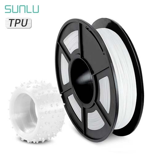 Tpu fleksibel filament 0.5kg 1.75 filament tpu sunlu til 3d printer giftfri 100%  ingen boble: Tpu-hvid -1.75mm