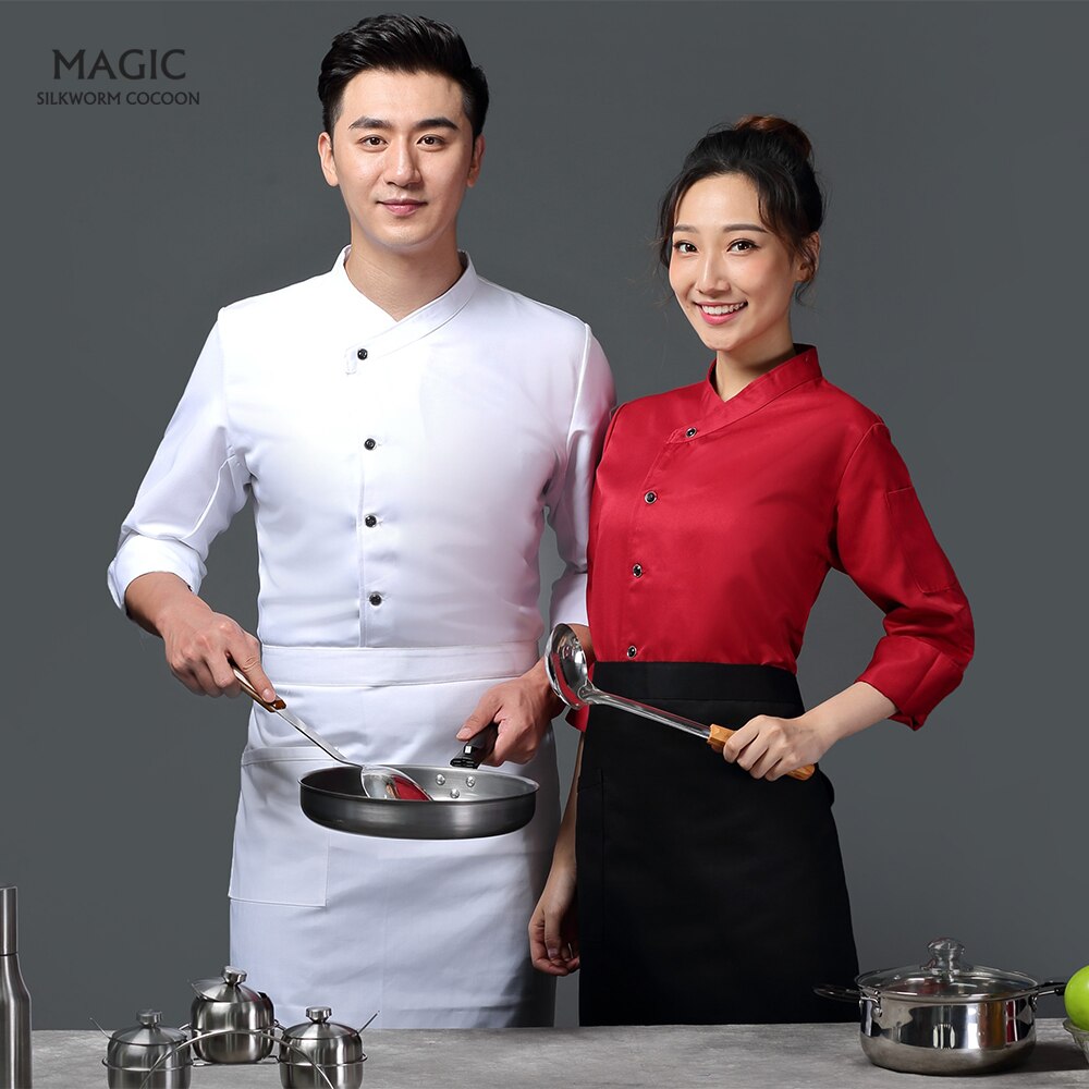 Ademend casual koksjas keuken catering restaurant service uniform geborduurd bakken werkuniform