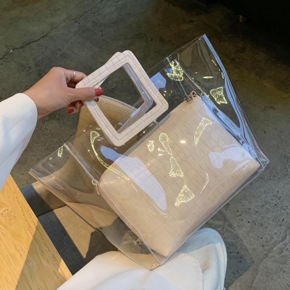 Sac fourre-tout Transparent en gelée été sac à main de en PVC pour femmes