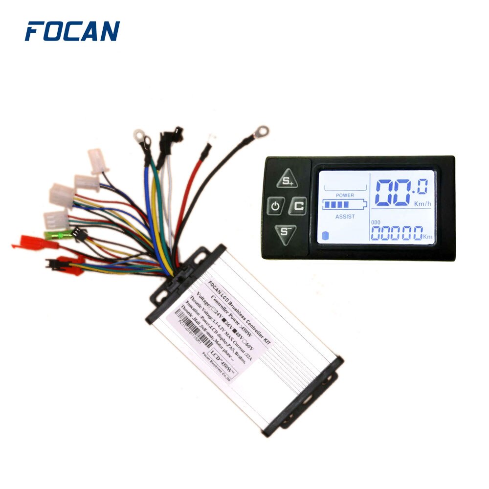 Electric Bike Controller 24V 36V 48V 60V 450W 500W 25A Brushless E-bike Controller with LCD Display Bicycle Motor Scooter S830: S861 36V 48V