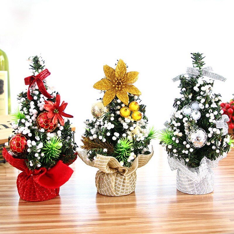 Mini Kerstboom Sneeuwvlokken Kunstmatige Kerst Mini Ceder Ornamenten Festival Tafel Miniatuur Ornament Home Decoratie