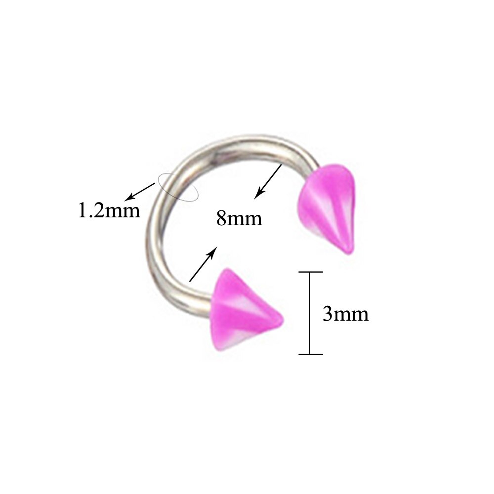 Nose piercing Septum Women Accessories 2pcs/set Steel Spike&Ball Horseshoe Piercing Circular Barbell Nose Hoop Ring Body Jewelry: Cone / 2pcs