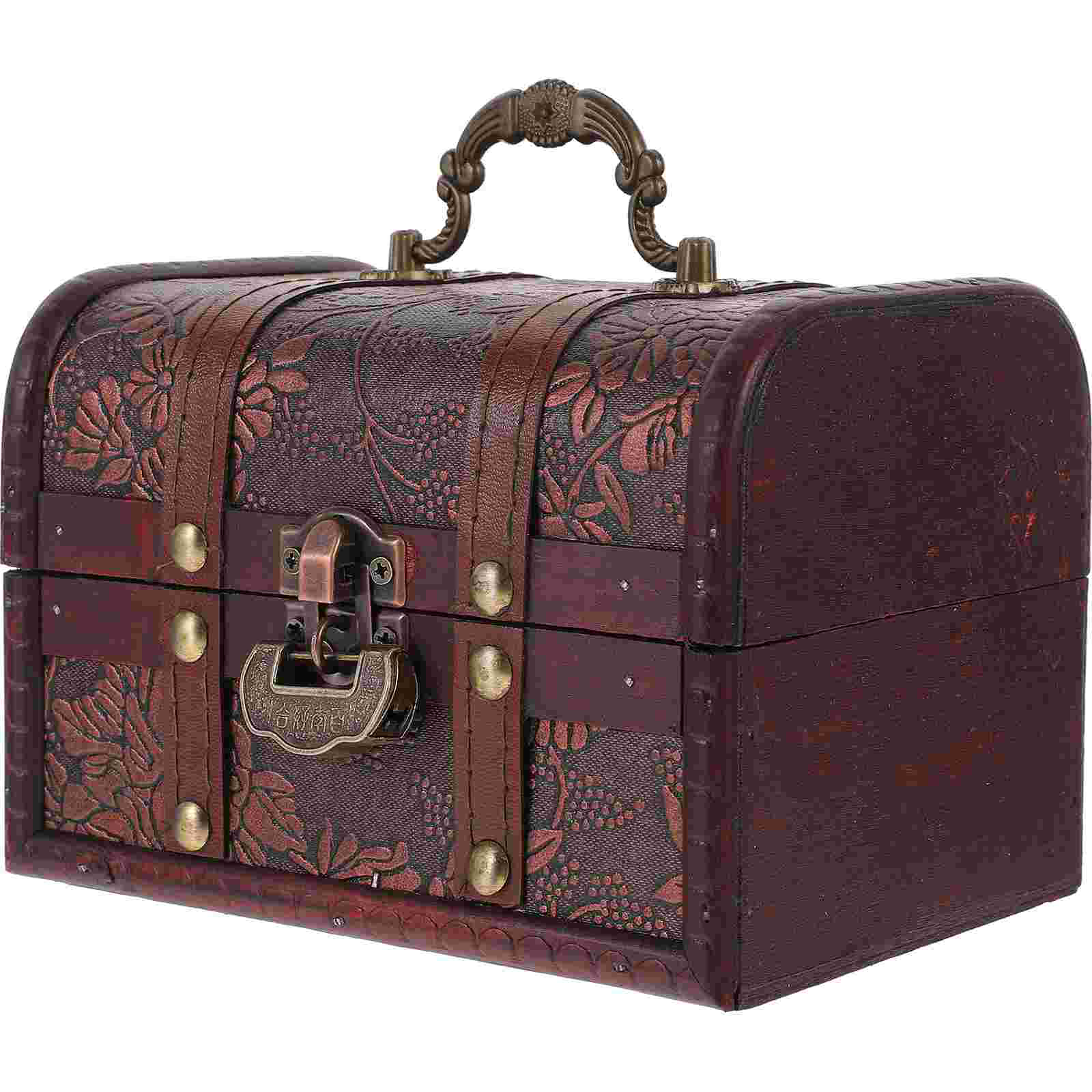 Pirate Treasure Chest Jewelry Jewelrybox Trinket Boxes Vintage Wood with Lock Bridegroom