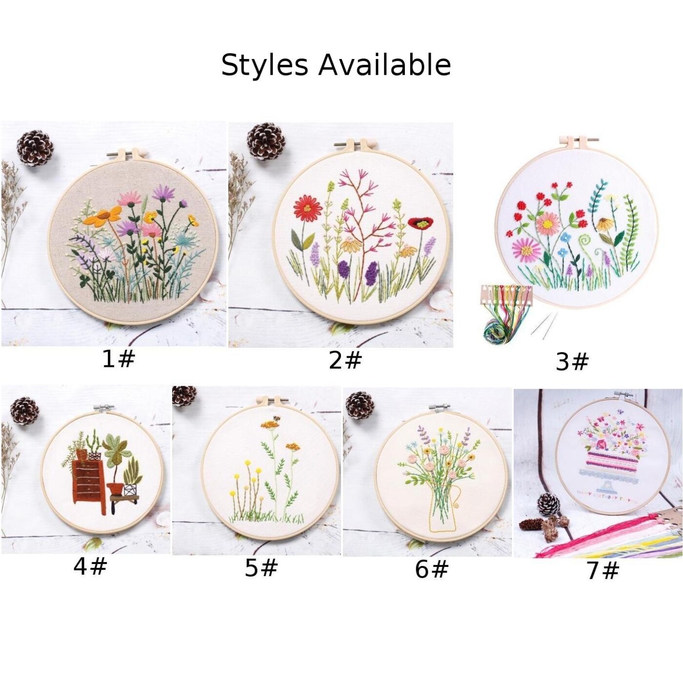 1PCS Embroidery Kit Beginner Needlework Kits Embroidery Set Cross Stitch Series Handwork Needlework Plants Cross Stitch DIY Craf