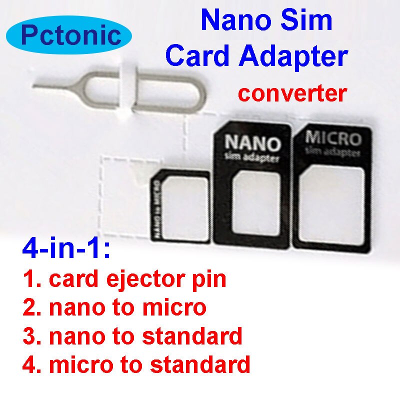 Pctonic nano sim-korttisovitin standardi mikro-sim-korttisovitus leikkaus alustan irrotusneulatyökalulla iphone samsungille