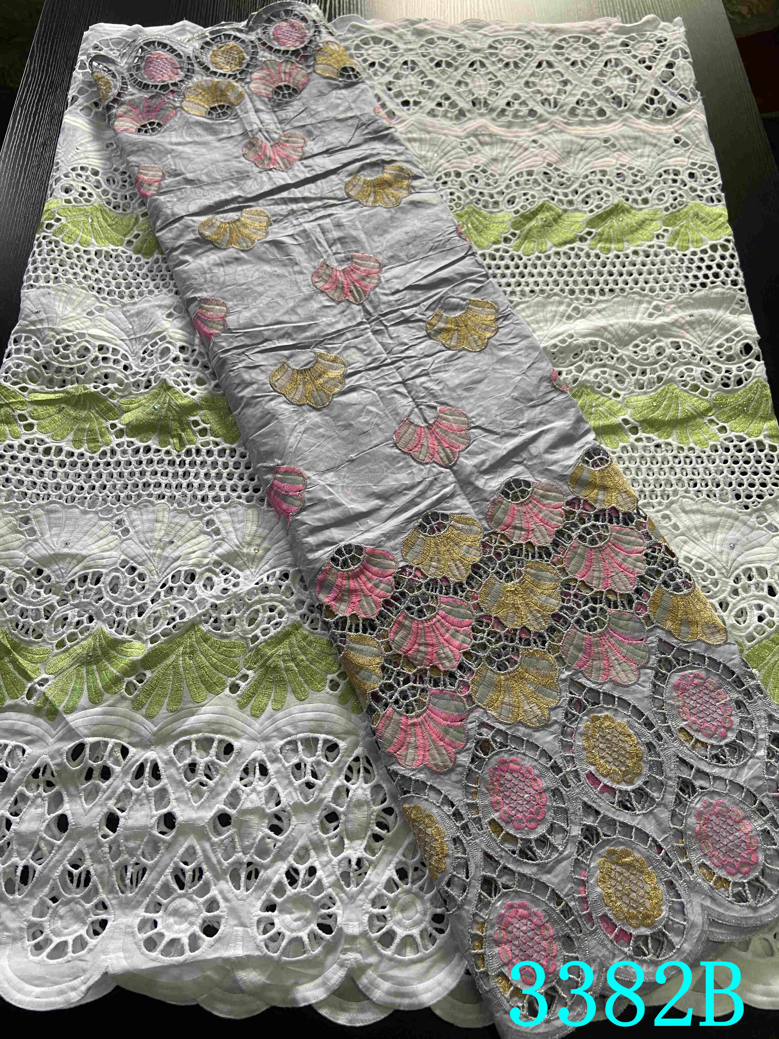 Dentelle sèche Bazin, tissu Bazin, 2.5 + 2.5 mètres, tissu de , dentelle africaine, guinée, africaine, Voile de suisse, YA3382B: Picture 6
