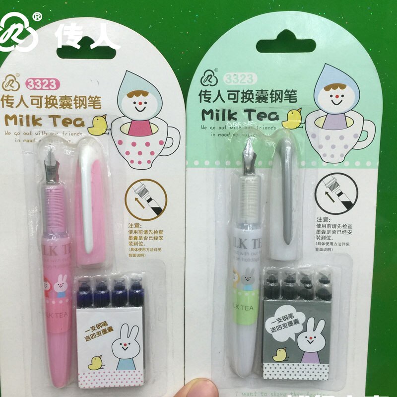 Cute Kawaii 5pcs ink fountain pen set 0.38mm Erasable fontaine Pens Student office stationery Supplies calligraphy ink pen