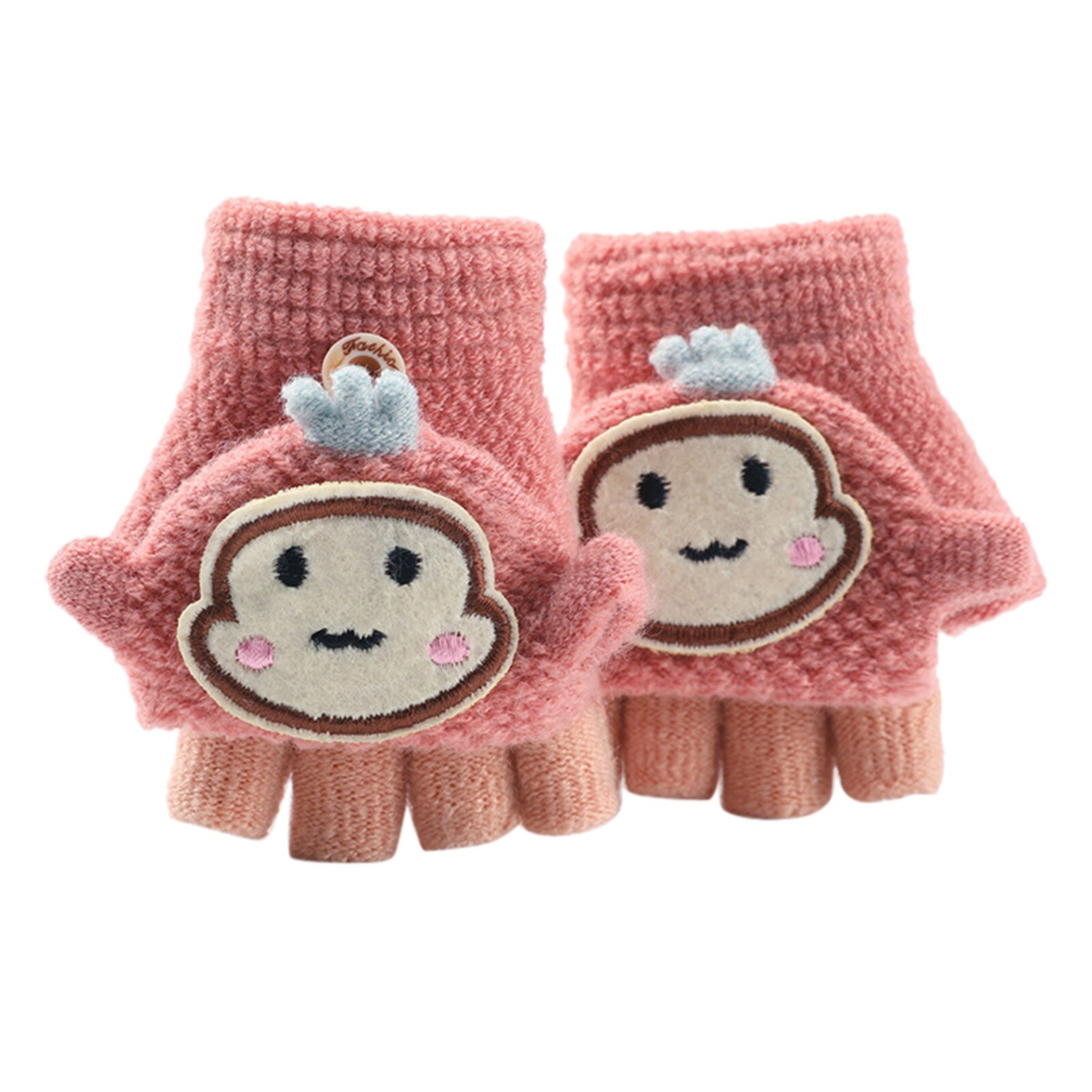 Karikaturen Drucken Handschuhe Weiche Cabrio kippen oben Handschuhe freundlicher Baby warm stricken Halbhand Fäustling Baumwolle Gloveses guantes Sünde dedos: rosa