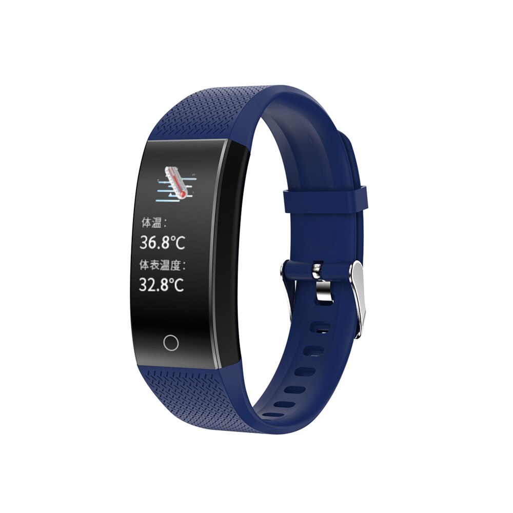 Body Temperatuur Detection Universal Smart Armband Grote Screen Horloge Immuniteit Meting Bloed Zuurstof Bloeddruk Hart: Blauw