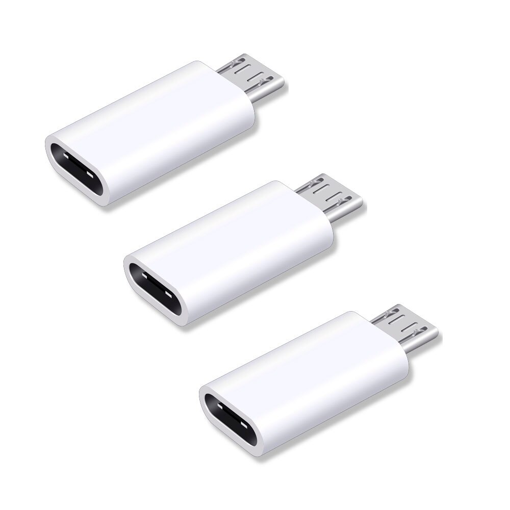 NYFundas 3 stücke usb c zu Mikro usb Adapter für Samsung Galaxis S7 S6 Rand Huawei honor 8x Xiaomi Redmi Hinweis 5 6 Profi 4 LG usbc kabel: Weiß