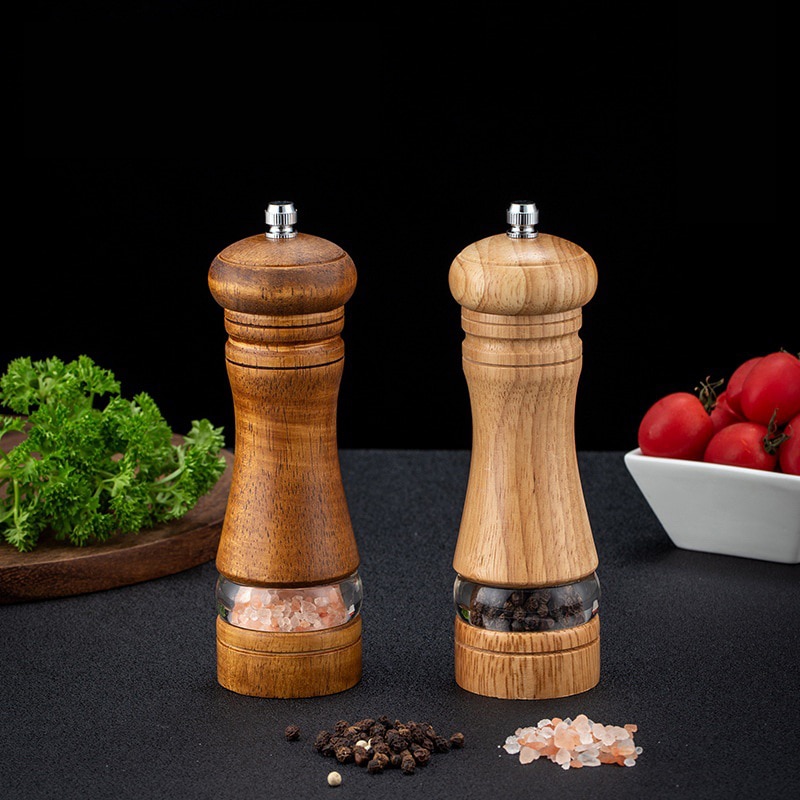 Moulin à poivre et à sel, moulin à épices en bois, engrenage en céramique, fraise de cuisine réglable