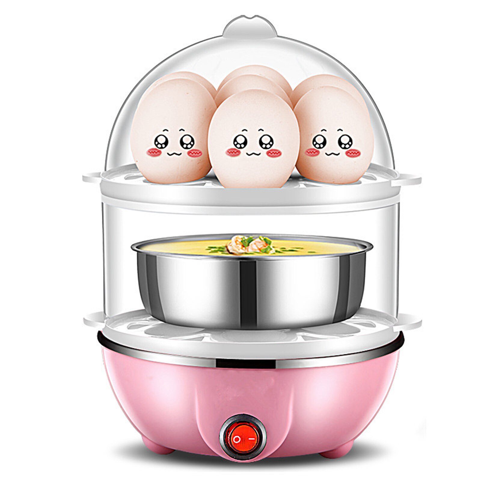 多機能電気卵boilercooker汽船密猟キッチン調理ツールキッチンアクセサリー卵調理器キッチン道具: ピンク