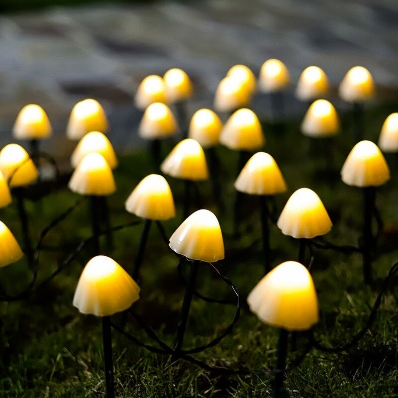Luz LED Solar para exteriores, Luces de decoración de jardín con forma de seta, impermeables IP66, guirnalda de luces navideñas para jardín, luz de hadas de celda Solar