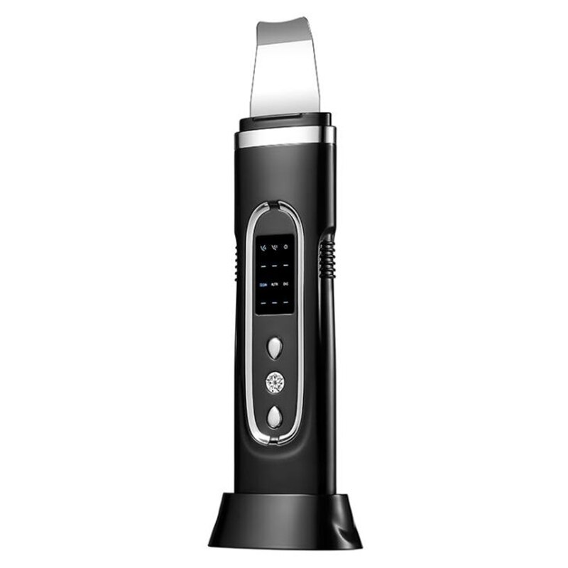 Máquina ultrasónica de limpieza Facial profunda, pala exfoliante, limpiador de poros faciales, máquina de estiramiento de piel Facial: Negro