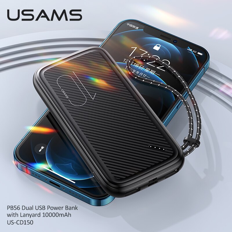 Usams usb tipo c power bank 10000mah carregador de telefone celular duplo usb móvel bateria externa powerbank novo para iphone xiaomi huawei