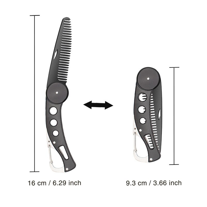 Stainless Steel Men Beard Comb Portable Folding Pocket Hair Brush Salon Hairstyling Anti-static Oil Slick Foldable Comb