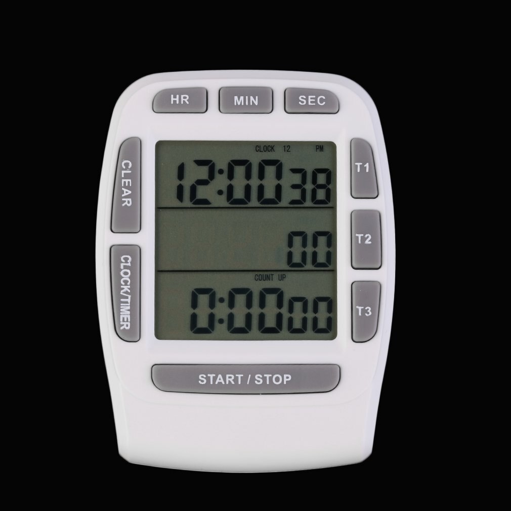 LCD Multi Function Digital Timer 3 Display Channel Kitchen Cooking Timer Electronic Alarm Clock Count Down Triple Back bracket