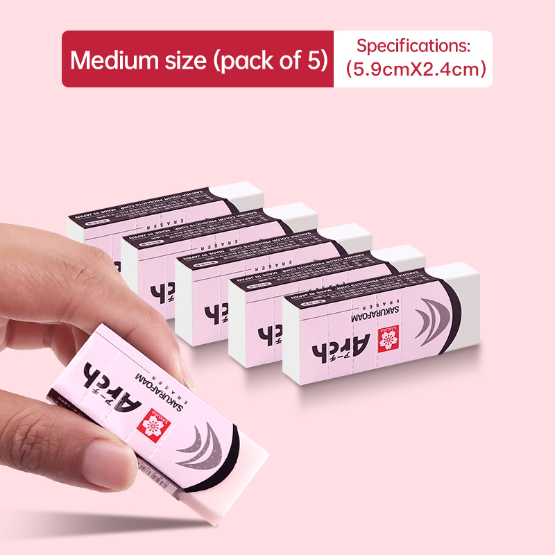 5 stk. sakura skumviskelæder, skitsetegning, kunstviskelæder, ultrarent, elevviskelæder, skoleartikler, leverandør: Blandet farve