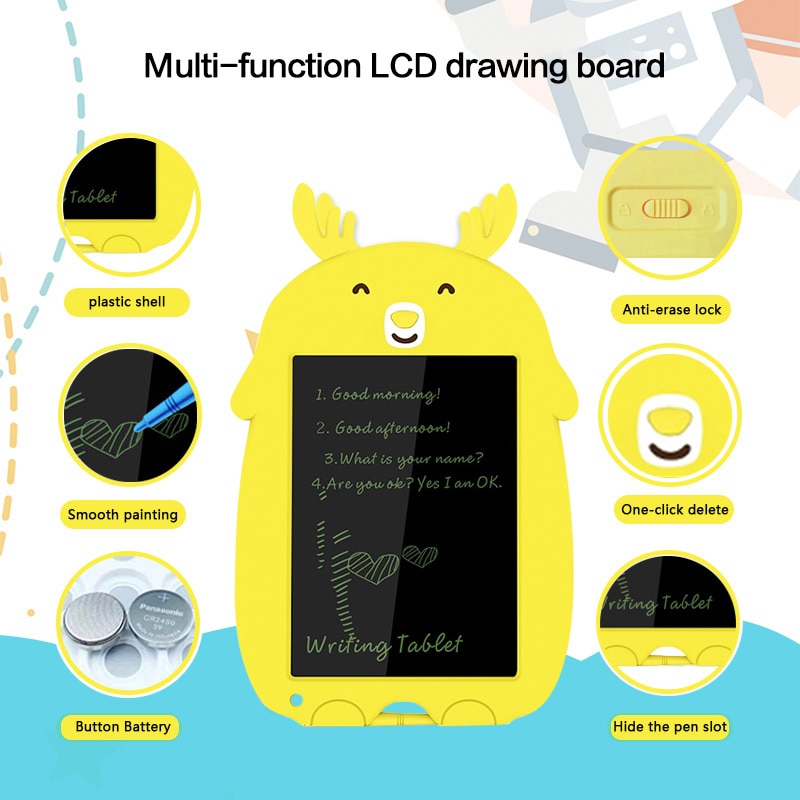 Sunany 8.5 Inch lcd writing tablet cartoon Drawing Electronic Handwriting Pad reusable eco-friendly cute kids Writing Board