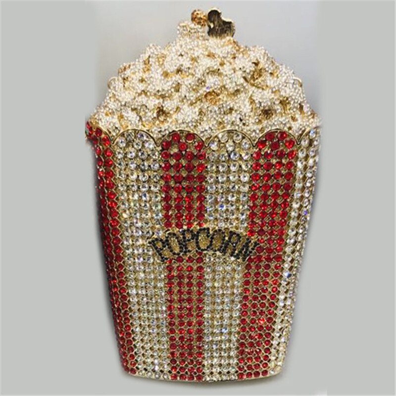 Neueste Popcorn Kupplung Handtasche Braut Hochzeit Party Geldbörse Kristall Hochzeit Geldbörse und Handtasche exquisit Kette Schulter Tasche: wie Bilder 2