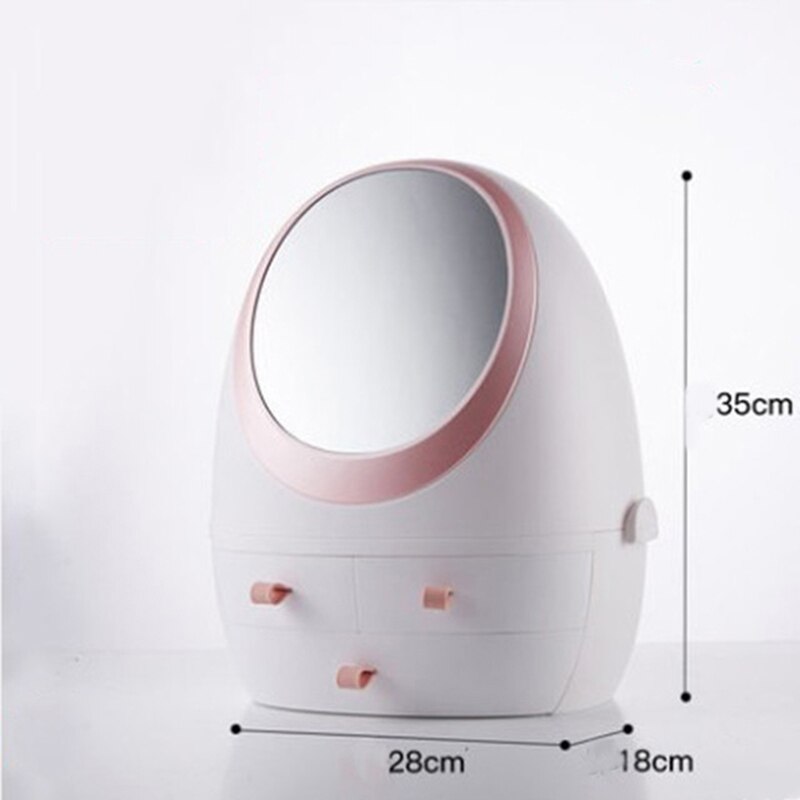 Big Mirror Smart LED Makeup Mirror Can Storage Skin Care LED Light Dust-proof Dressing Table Storage Mirror: White Without LED