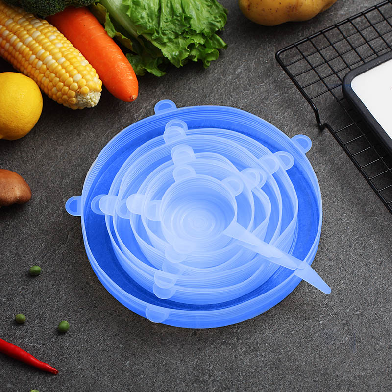 WORTHBUY, 6 uds./tapas universales de silicona para utensilios de cocina, juego de cuencos de comida, cubierta de silicona, olla, tapas para cocina elásticas reutilizables, accesorios