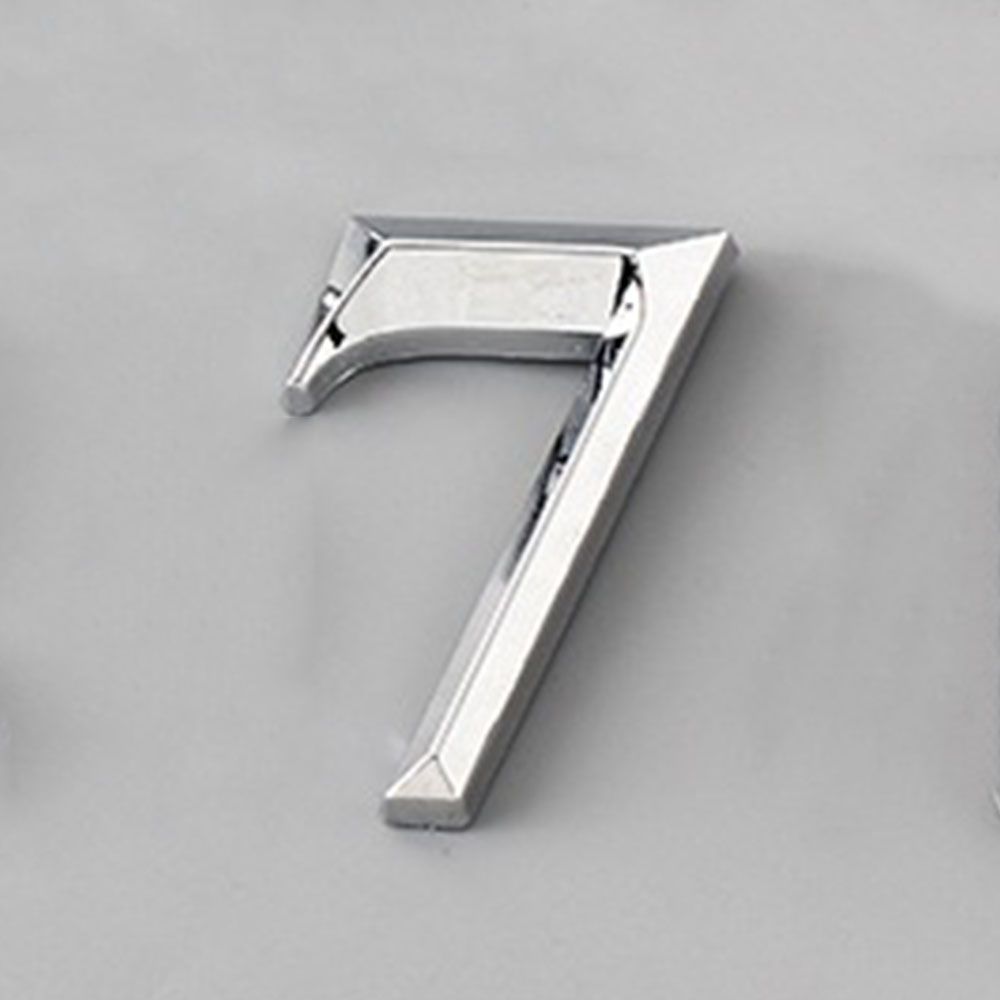 3D Self Adhesive House Number Stickers 5 Cm Silver Door Plate Sign Digits ABS Plastic Label Apartment Hotel Office Door Address: 7